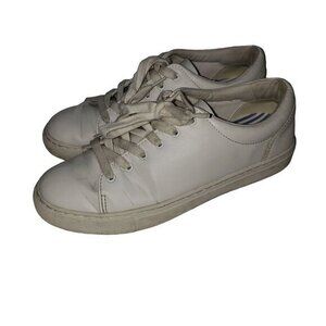 J. Crew Road Trip‎ White Faux Leather Sneakers Womens Shoes Size 7.5 Pre-Owned